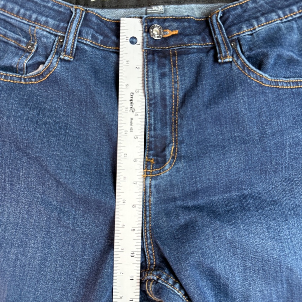 Men Eddie Bauer Jeans | Size 34 x29.75 | Blue Straight Leg Denim Medium Wash - Picture 6 of 13